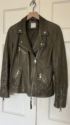 Hugo Boss Lambskin Cafe Racer Biker Jacket US 6