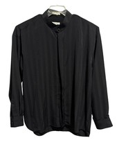 Elliott Mens Black Hidden Button Front Mandarin Collar LS Shirt XXL 18-18.5