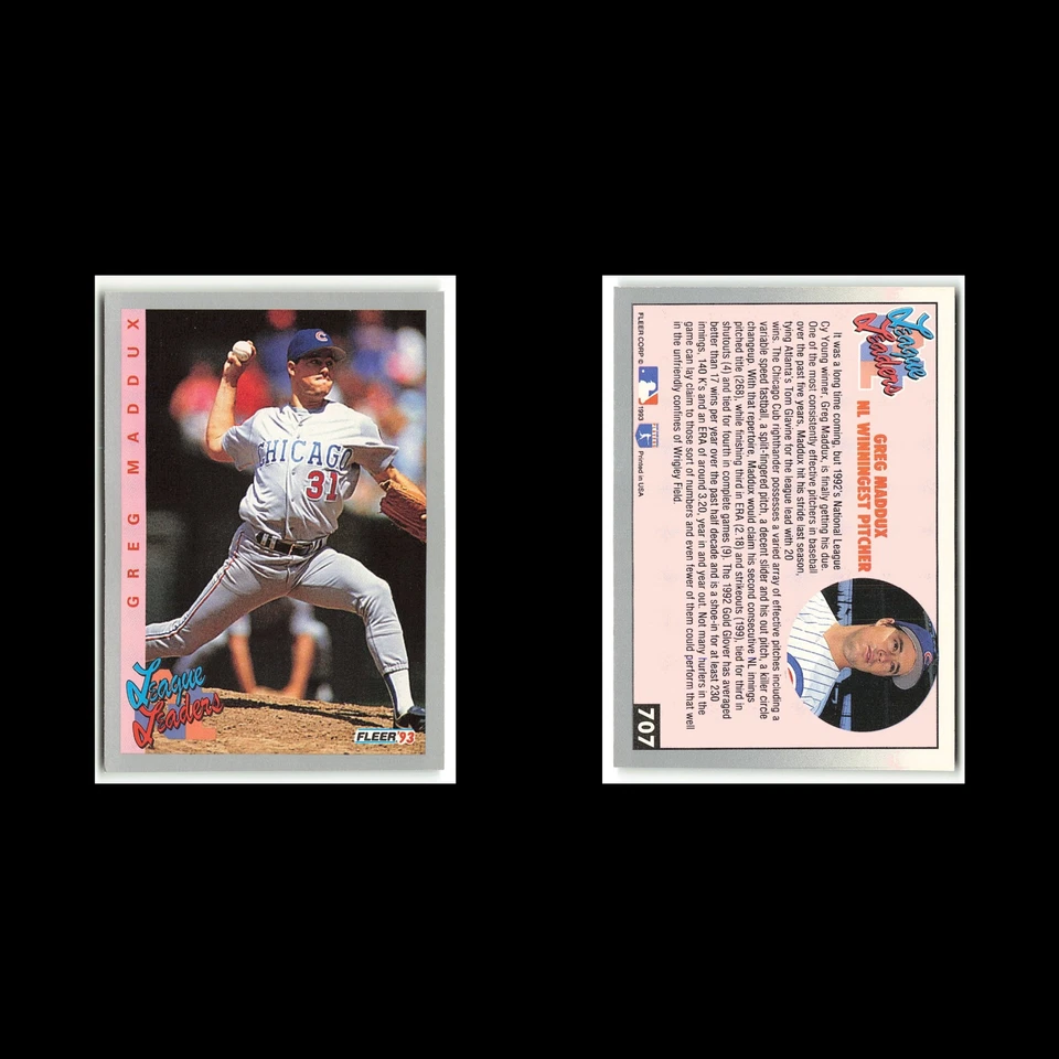 Greg Maddux #707 1993 Fleer Chicago Cubs Baseball Card MLB NM - Image 3 of 3