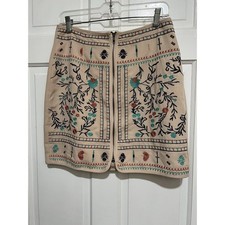NEW Entro Embroidered Tan Skirt Womens Size Large