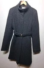 Patrizia Pepe Black Wool Blend Belted Coat Jacket Size IT 46