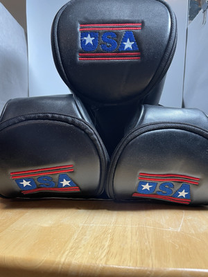 3 USA STRIPES Caddy Daddy Golf Head Covers Driver Zipper Top Red White Blue Gift