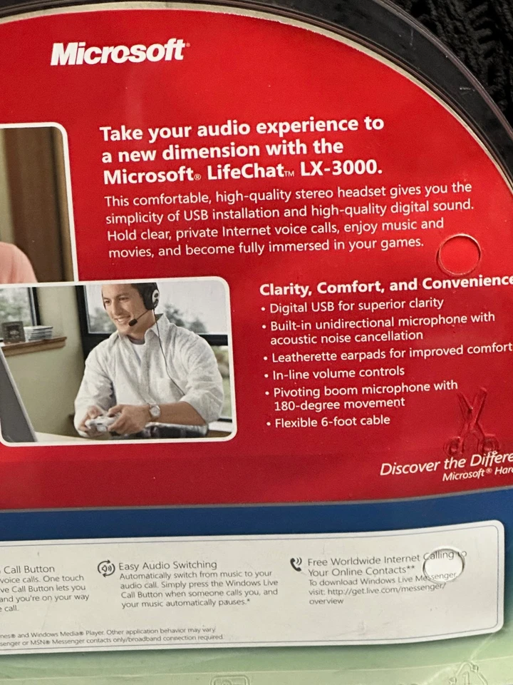 BRAND NEW Microsoft LIFECHAT LX-3000 Black Headband Headsets- FACTORY SEALED - Image 4 of 4