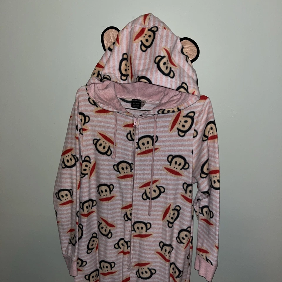 Mono Pijama Vintage Y2K Paul Frank Una Pieza Cremallera Con Capucha Footie Rosa Julio M Foto 4 de 4