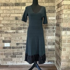 Size S - Ann Taylor Black Dress Office Noir Maxi Knee Flare Knit SHIPS ASAP
