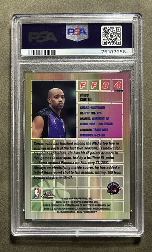 2001 Topps Chrome Vince Carter Fast & Furious Refractor PSA 9 š„š„š„ - Picture 2 of 2