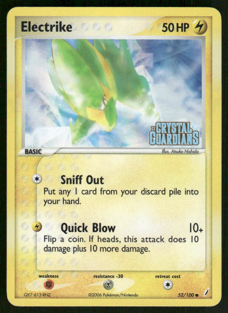 Pokemon Cards Electrike 52/100 Crystal Guardians STAMPED Common NM