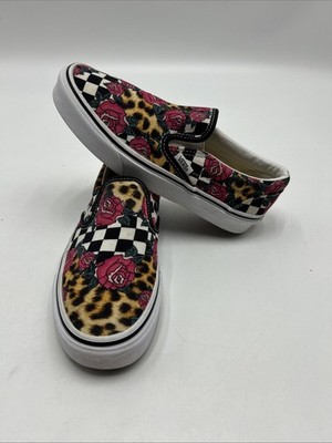 VANS Off the Wall Cheetah Rose Print Sneakers Women s Size 6.5