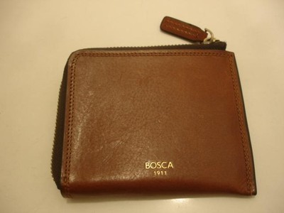 Bosca 1911 The Zip Around Passport ID Pocket Wallet Dark Brown Leather 4.5'' X 4''