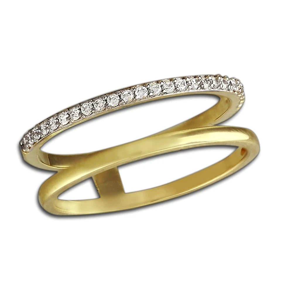GoldDream 8 Karat Gold Doppel Ring Gr.56 Zirkonia 333er Gelbgold GDR505Y56 - Bild 3 von 4
