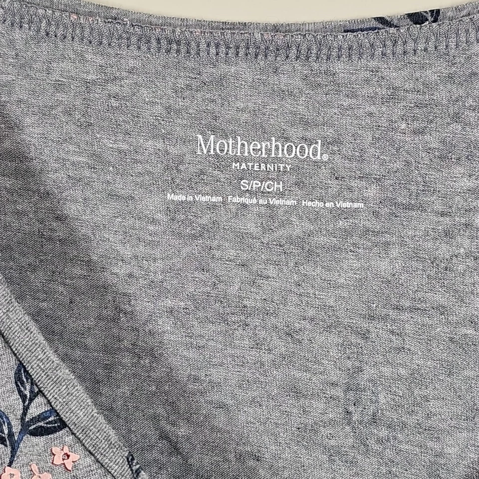 Camisa Maternidad Pequeña Maternidad Gris Floral Elastizada Top Foto 3 de 4