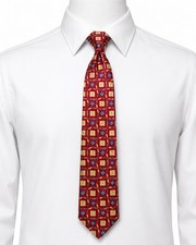 Jos A Bank Men’s Red Geometric 100% Silk Tie Made in USA Classic 3.75in