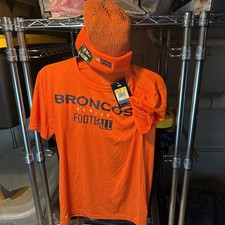NFL Denver Broncos Combo Nike Orange TSHIRT and Youth Sport Knit Winter Hat