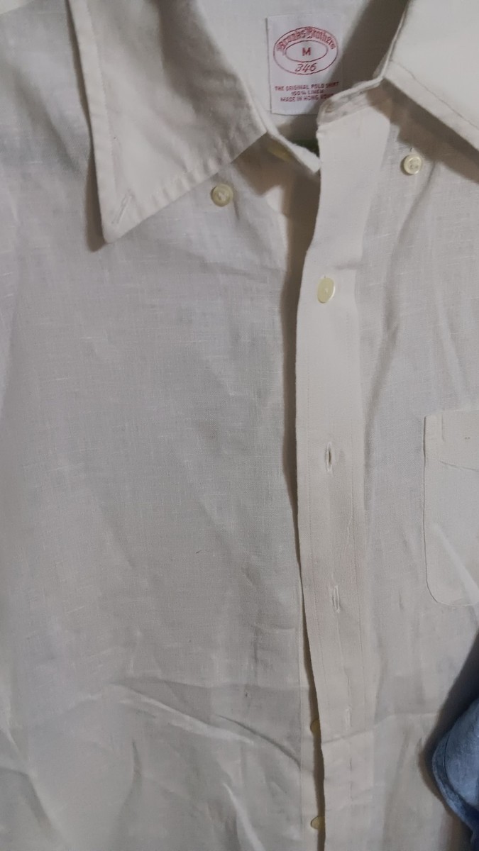 2 Vtg 80's 90s Brooks Brothers All Linen Shirt Blue White Made in