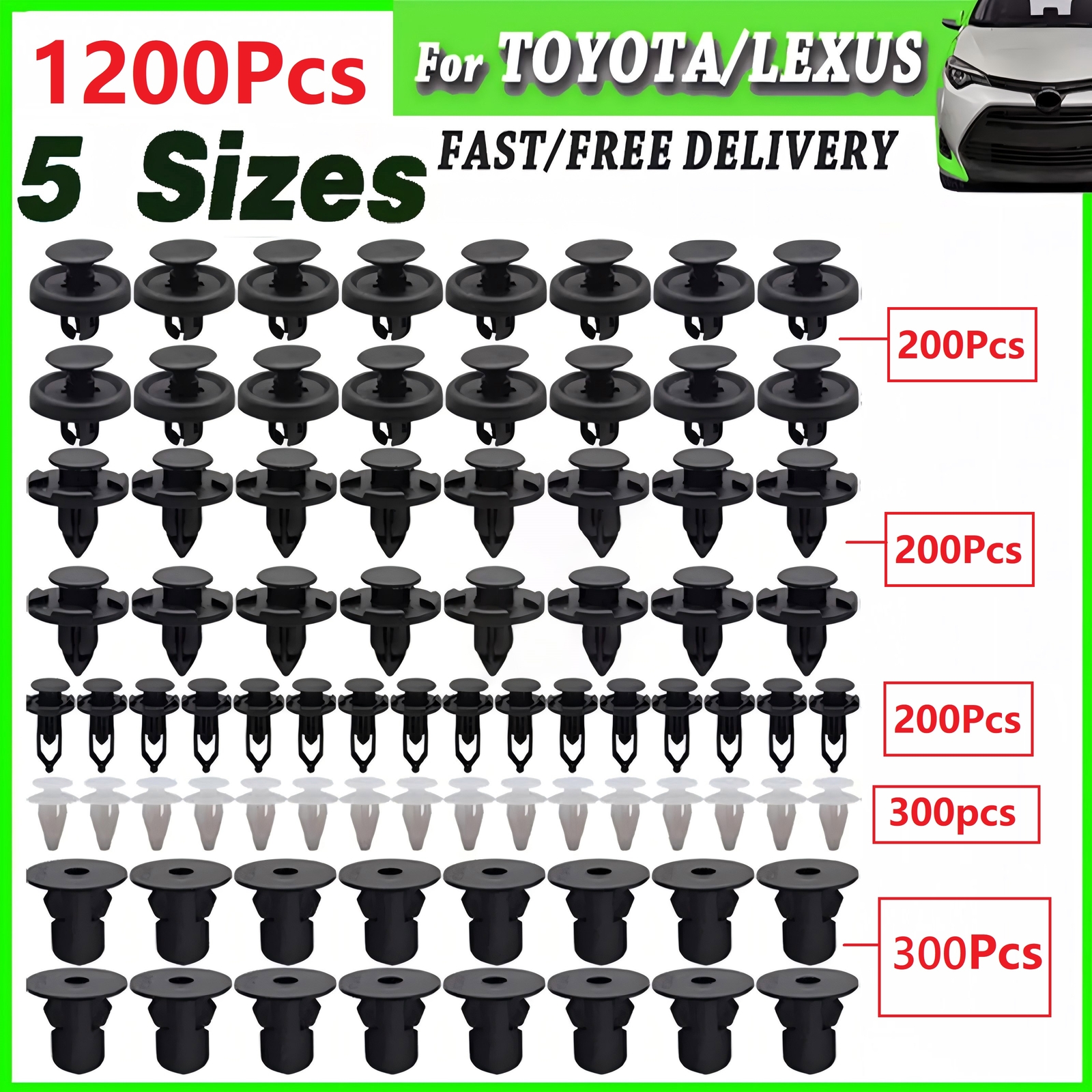 Parts Toyota Tundra 100-Piece Toyota Tundra Trim & Bumper Clip Assortment - Push Pin Retainer Rivet Set Push Pin Clips Assortment - Foto 4