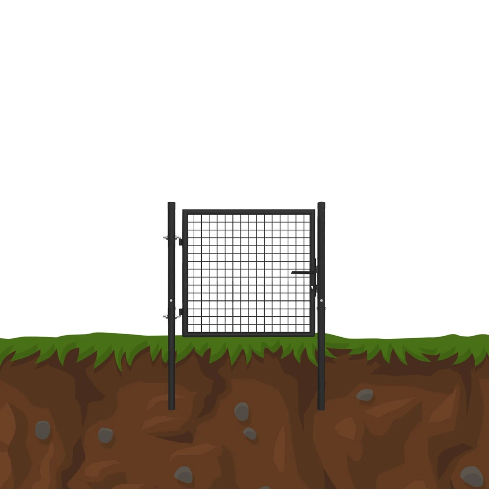 Porta da giardino verde antracite cancello da giardino palo rotondo cancello da giardino metallo diviso cancello - Immagine 3 di 4