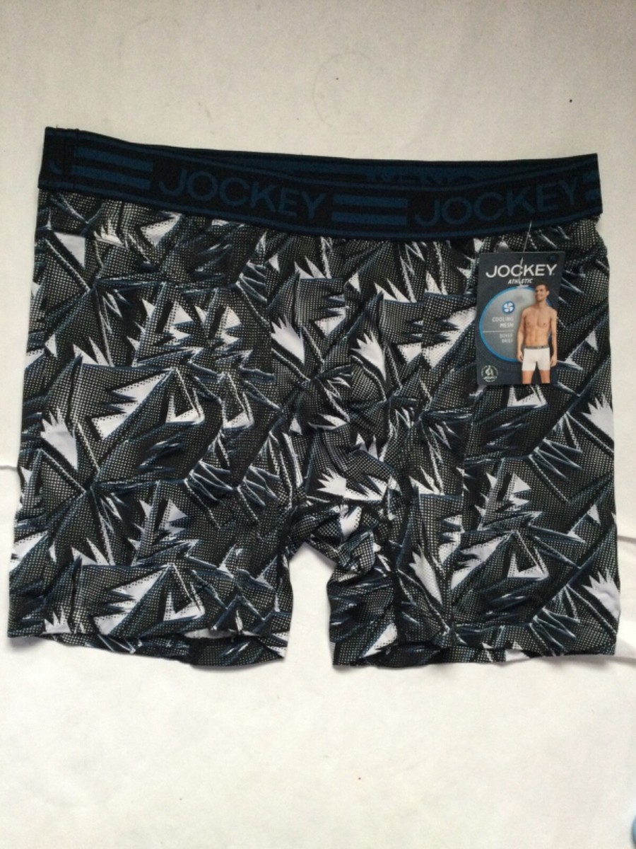 Jockey Athletic Cooling Mesh Stretch Boxer Brief Black White Blue
