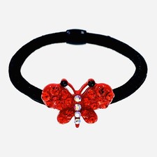 Butterfly Hair Rope Wrap Rhinestone Crystal Scrunchies Ponytail Holder Red F13