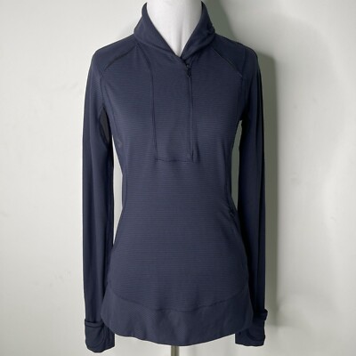 Lululemon Women's Tonka Stripe Inkwell Black Think Fast Pullover Size 6