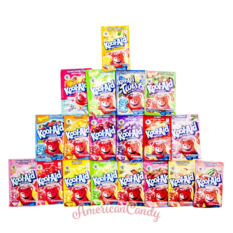 KRAFT FOODS 20 TÜTEN KOOL AID Brausepulver USA zuckerfrei (16 Sorten) (279,90€/1kg)