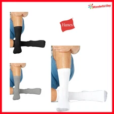 Hanes Men's All Day Comfort Cushion Footbottom Crew Socks White Black Grey