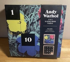 Andy Warhol 2 in 1 Sliding Wood Puzzle Game of 15 & 16 Piece Tile Puzzle