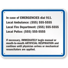 California Custom Emergency Aluminum Weatherproof Sign p1221