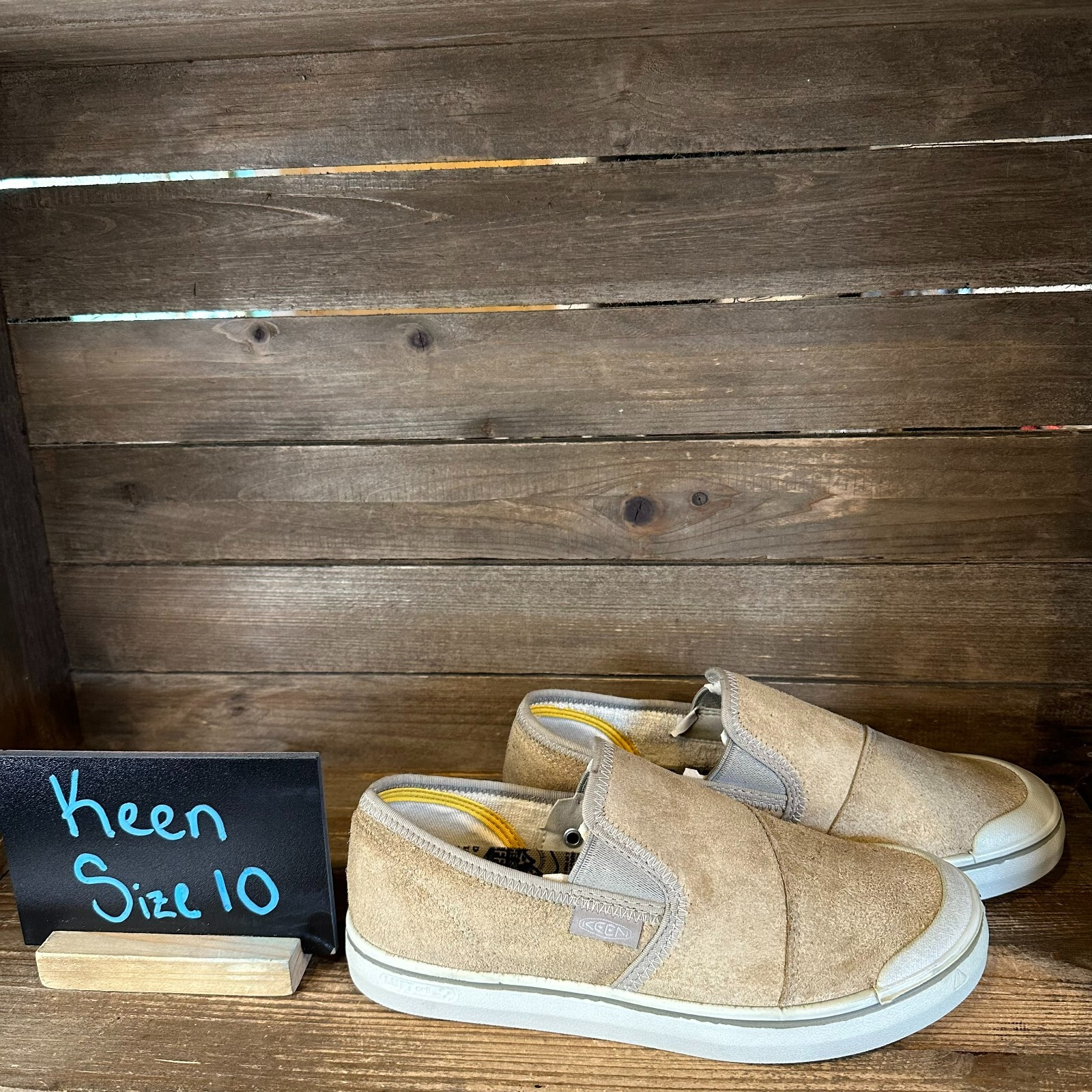 Nuove scarpe sneakers donna Keen Eldon Harvest scamosciate marroni slip on passeggio taglia 10 M