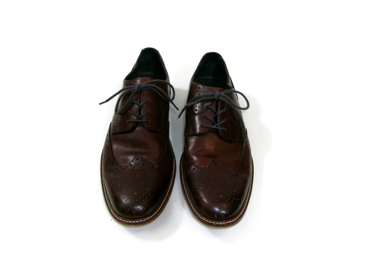 Mens Joseph Abboud Brown Leather Wingtip Derby Dress Shoe  display picture 3