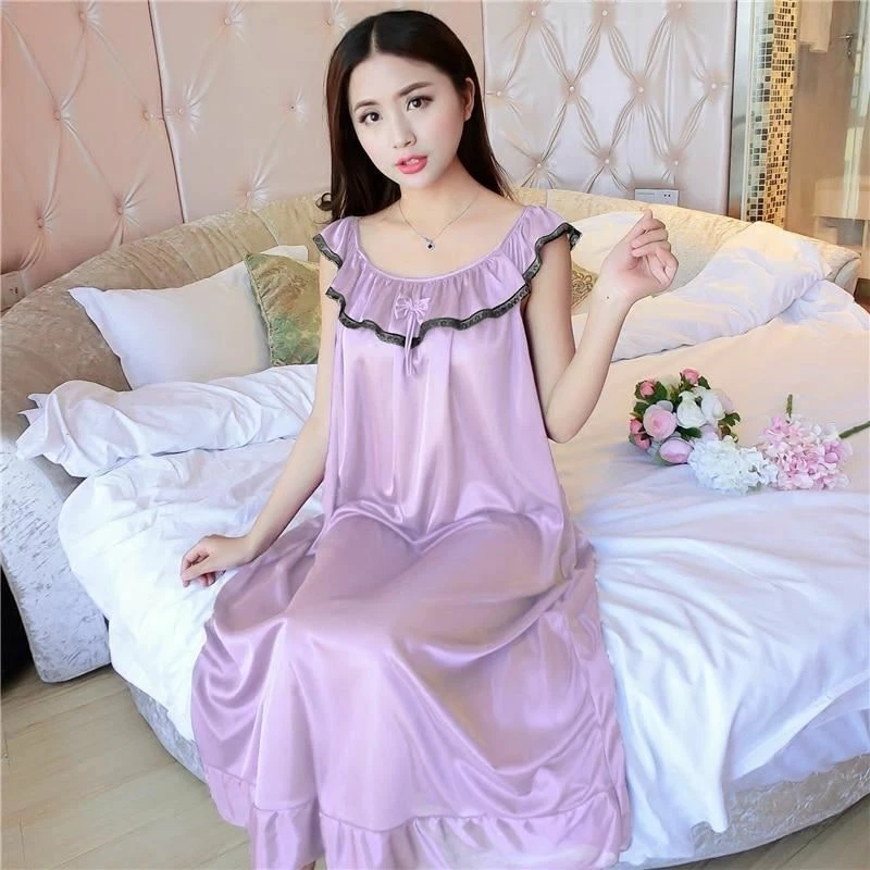 1 Pc Women Night Gowns Sleepwear Nightwear Long Sleeping Dress Luxury  Nightgown