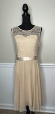 Bery Love Women's Champagne Short Floral Lace A-line Swing Party Dress Size XL