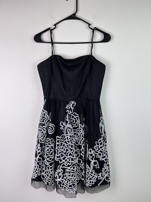 Adrianna Papell Boutique Midi Cocktail Dress (6) Black with White