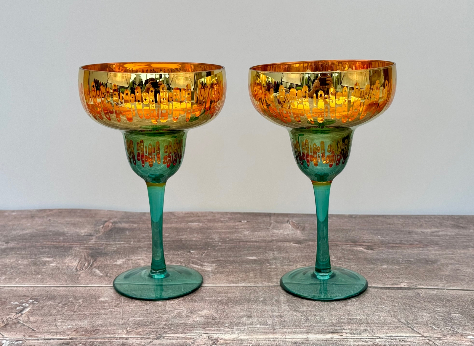 2 Fiesta Margarita Glasses