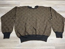 Vtg Tricots St Raphael Saks Fifth Avenue Merino Wool Sweater Sz L Brown Diamond