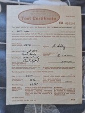 Vintage VT20 Department of Transport Test Certificate 1977