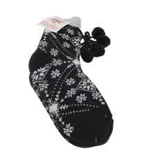 Women's Sherpa Lined Non-Slip Fuzzy Slipper Socks With Pom Poms Winter Snow Warm