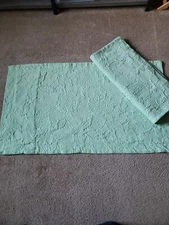 The Company Store 2 King Shams Light Green Matelasse Cotton Embossed Portugal 