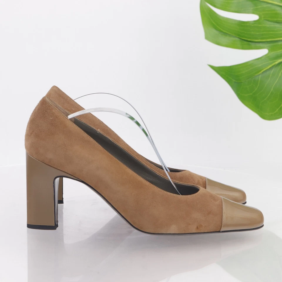 Женские туфли-лодочки Bally Switzerland размер 7,5 на блочном каблуке коричневые замшевые с носком - Изображение 3 из 4