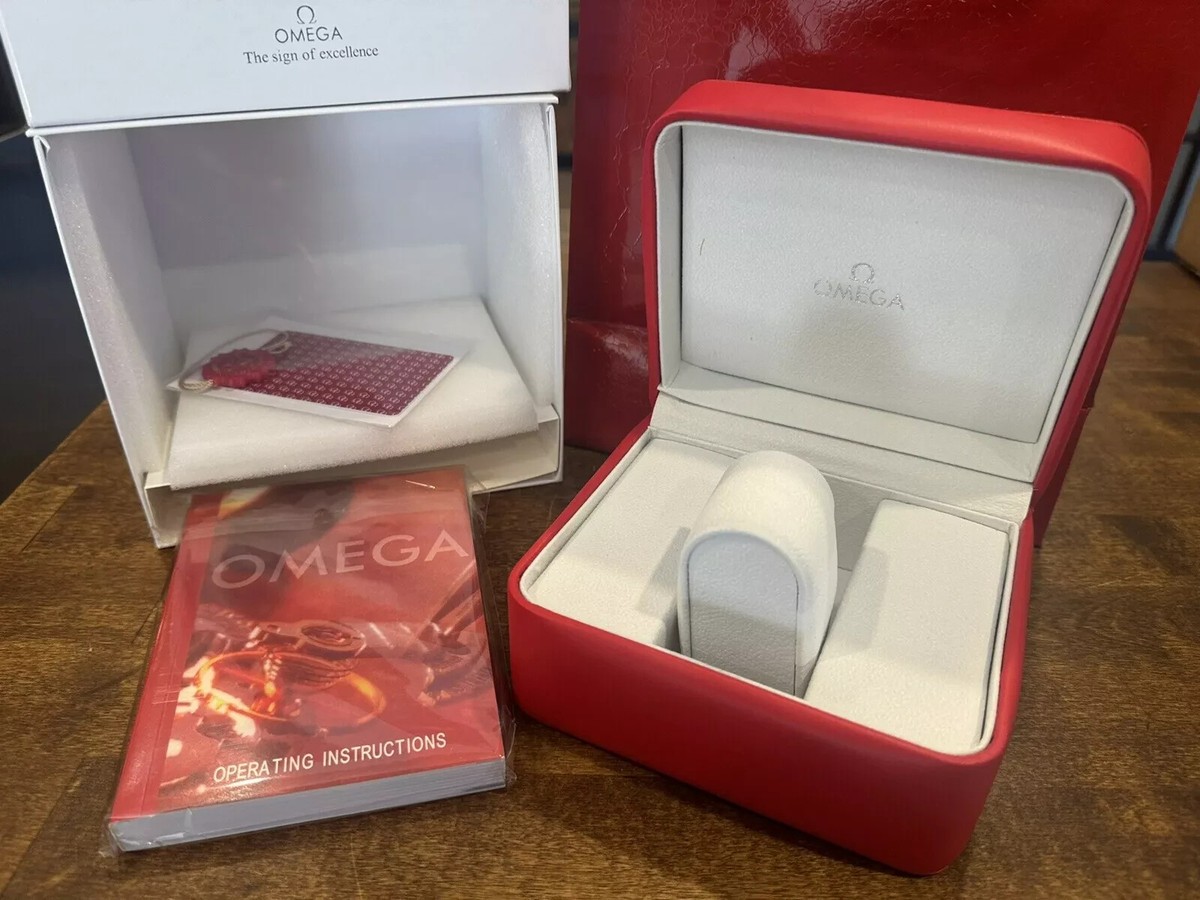 OMEGA ギフトボックス ホワイト レッド New Genuine Omega Red Watch Box/Case Set/ Bag/Book/Tag W/ All