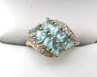 14K Yellow Gold Aquamarine & Daimond Cluster Ring Size 6.25 [R276] — photo 10
