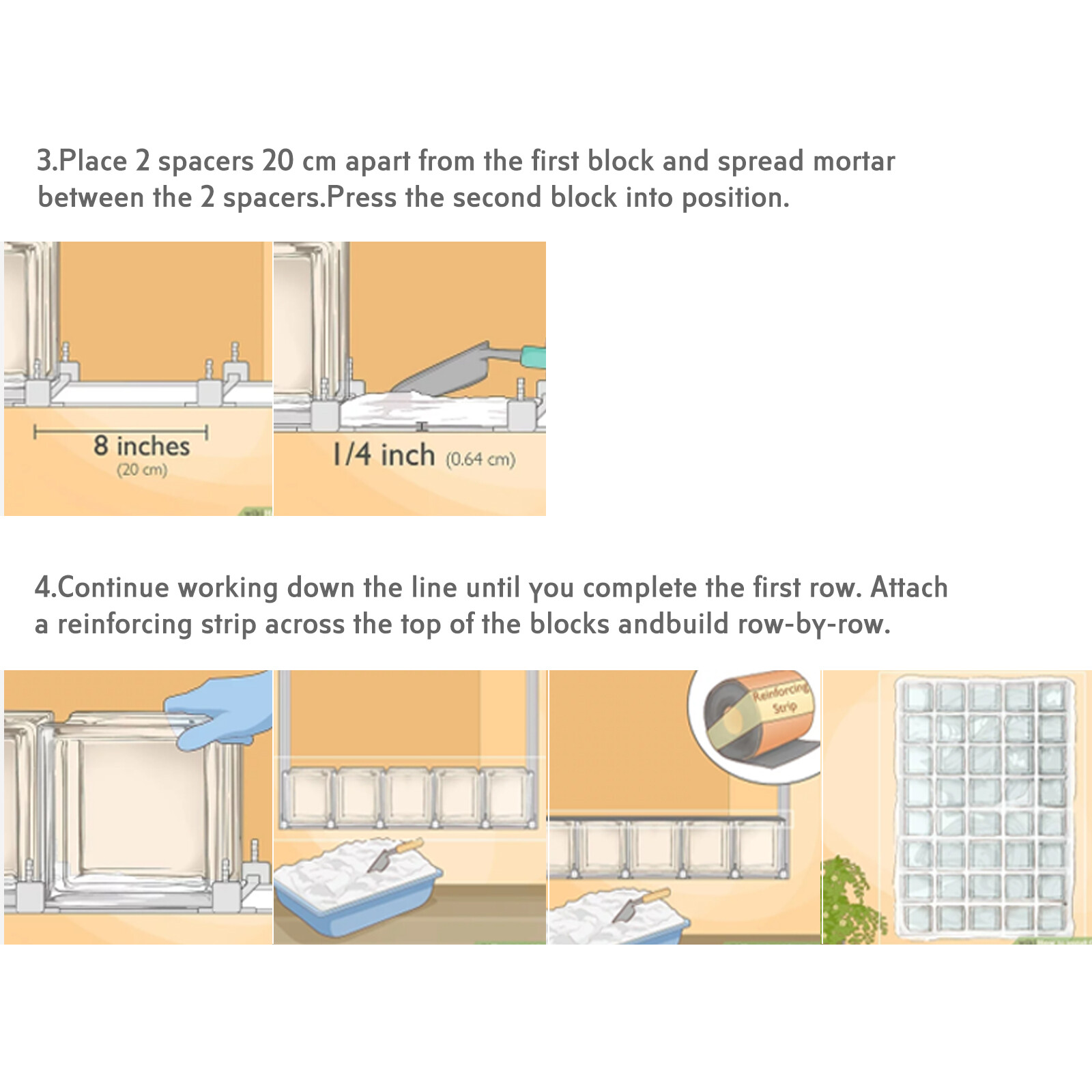 Glass Block Square Hollow Frost Ice/Crystal Craft L190xD190xH80mm Glass