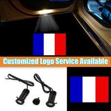 2pcs Hd French Flag Logo Car Door Wired Led Shadow Laser Courtesy Welcome Light