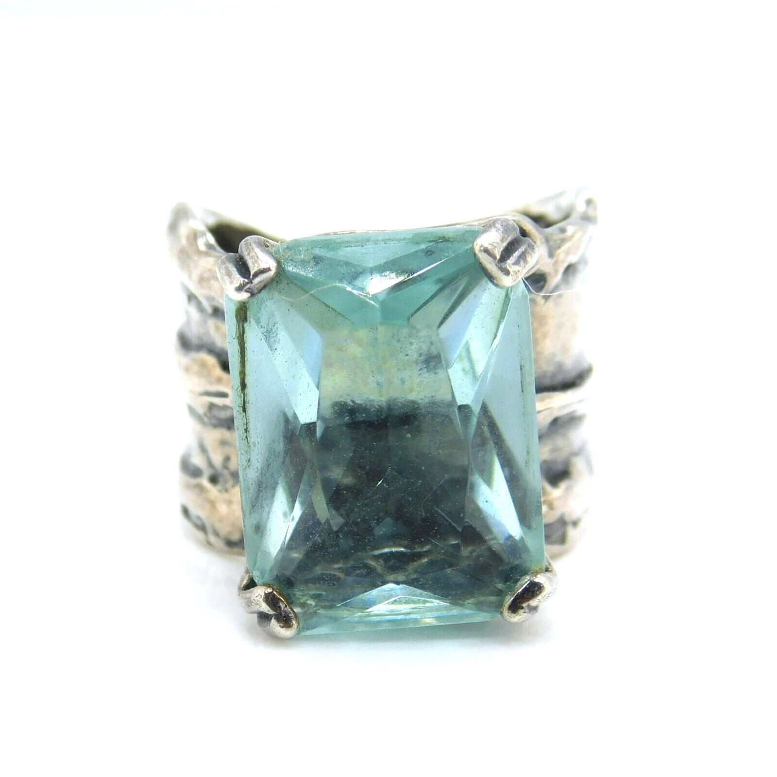 Silpada 925 Sterling Silver Rectangular Aqua Glas… - image 11