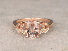 2.5Ct Lab-Created Morganite Ring Floral Leaf Design REAL 9ct SOLID Rose Gold