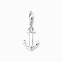 Thomas Sabo Charm AnhäNger Anker 925 Sterlingsilber Mit WeißEm Stein 2166-051-21