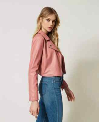 Party Halloween Women Slim-fit Pink Stylish 100%Lambskin Leather Jacket Designer
