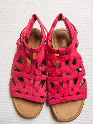 Zara Girls Pink Strappy Suede Geometrical Gladiator Sandals Size US 34EUR 