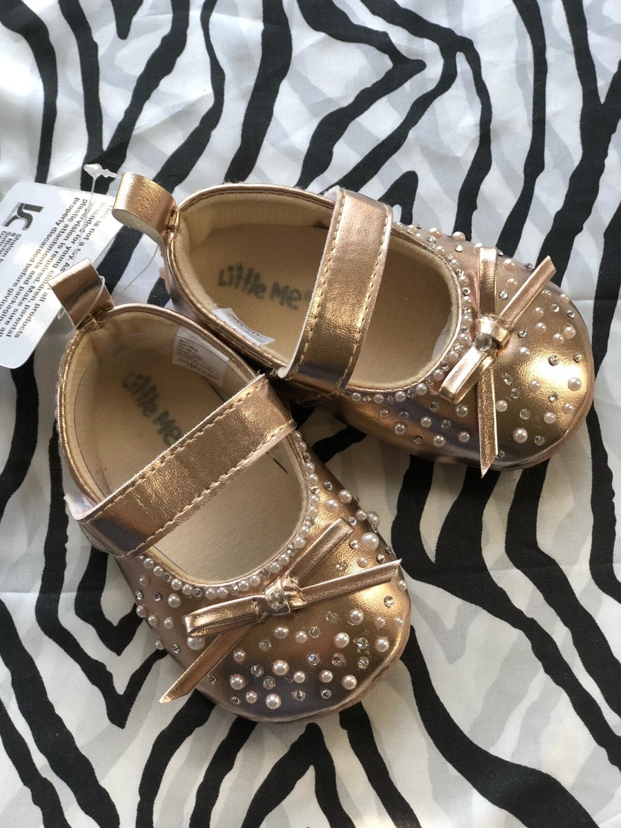 LITTLE ME BABY INFANT GIRLS GOLD SHOES SIZE 3 eBay
