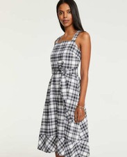 Ann Taylor - Winter White Plaid Tie Waist Midi Dress $159.00 (U431)