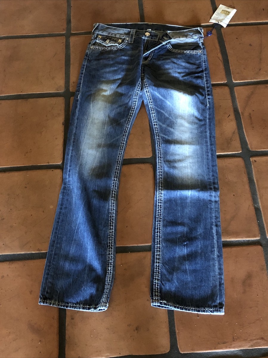 TRUE RELIGION MEN JR BIG T STRAIGHT JEANS SZ W30 X 34L BLUE